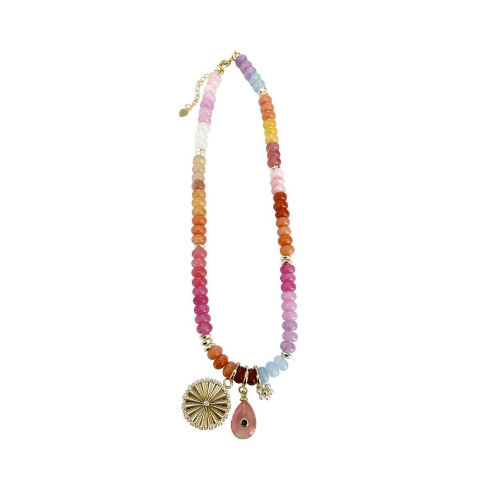 NEW GEMELLI women's analeia beaded charm necklace in gold